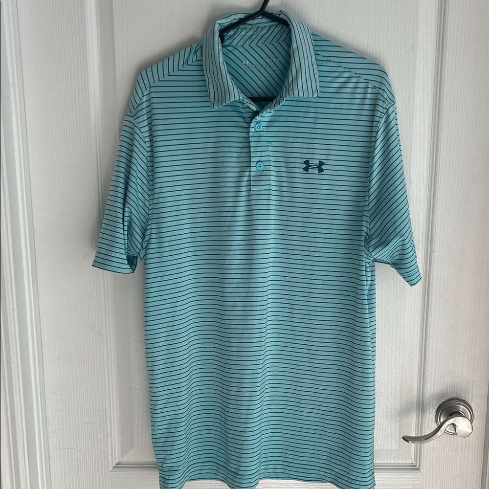 Under Armour Men's Teal Striped Polo Shirt